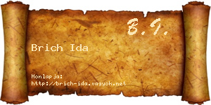 Brich Ida névjegykártya